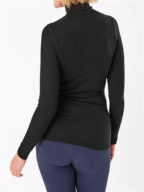 Marks And Spencer M Black Ribbed Turtleneck Heatgen Thermal Top