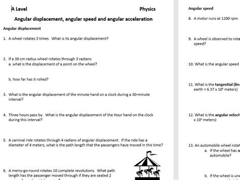 Angular Displacement Velocity Acceleration And Momentum Questions