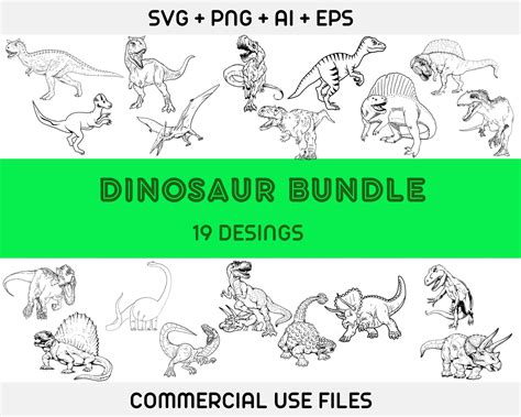 Dinosaur Svg Bundle Dinosaur Clipart Dinosaur Silhouette Etsy