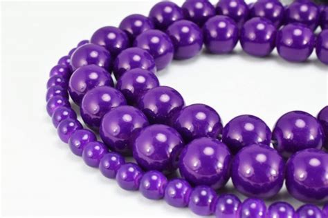 Dark Purple Glass Beads Round 6mm12mm Shine Round Beads For Etsy