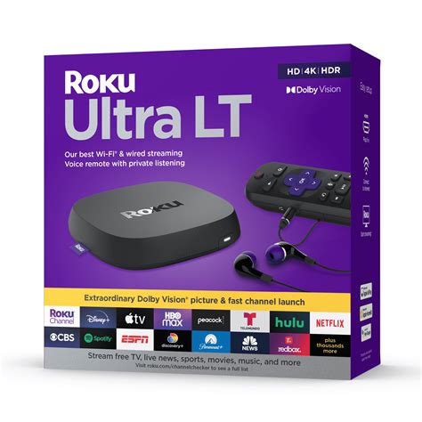 Roku Ultra LT 4K/HDR/Dolby Vision Streaming Device with Voice Remote ...