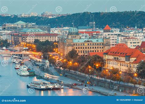 Vltava River and Bridges in Prague Stock Image - Image of famous ...