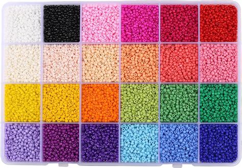 24 Colors Pony Beads Set BetterJonny 2mm Glass Seed Beads Bracelet