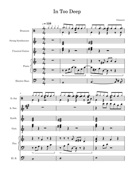 In Too Deep – Genesis Sheet music for Piano, Saxophone alto, Guitar ...