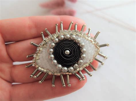 Evil Eye Brooch Pin All Seeing Eye Rhinestone Brooch Beaded Etsy