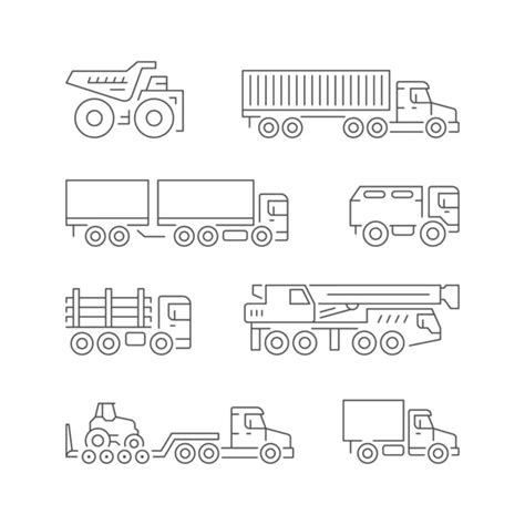 Set Line Icons Of Trucks Stock Vector Image By Motorama 117828028