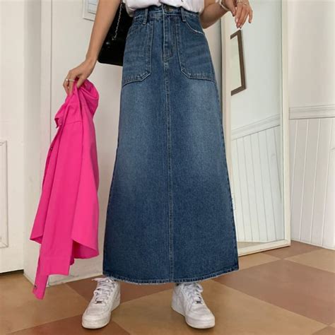 Deepny A Line Maxi Denim Skirt Yesstyle