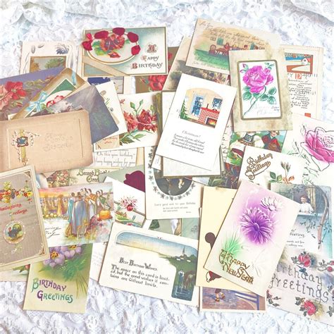 Vintage Postcards, Set of 52, Antique Postcards, Vintage Ephemera Pack ...