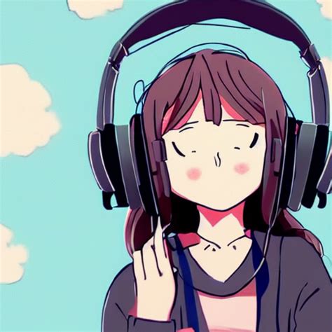 Prompthunt Lofi Girl With Headphones On Anime Good Vibes Chill Calm