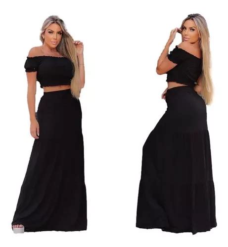 Conjunto Saia E Cropped Ciganinha Festas Natal Reveillon MercadoLivre