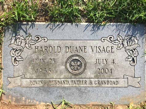 Harold Duane Visage Find A Grave Gedenkplek