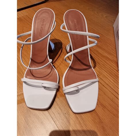 Naima Wedge Leather Sandal AMINA MUADDI White Size 38 5 EU In Leather