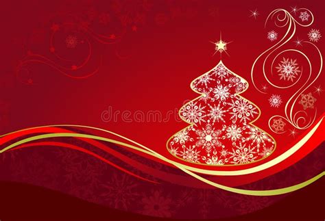 Christmas Red Background with Tree Stock Vector - Illustration of shiny ...