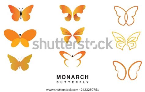 Monarch Butterfly Logo Icon Set Illustration Stock Vector (Royalty Free ...