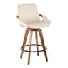 Lumisource Cosmo In Walnut And Cream Faux Leather Counter Stool B