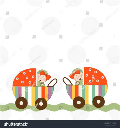 Welcome, Baby Twins Announcement Card Stock Vector Illustration ...