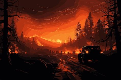 Incendio Forestal Llamas Anaranjadas Quemando Rboles Ilustraci N D Y