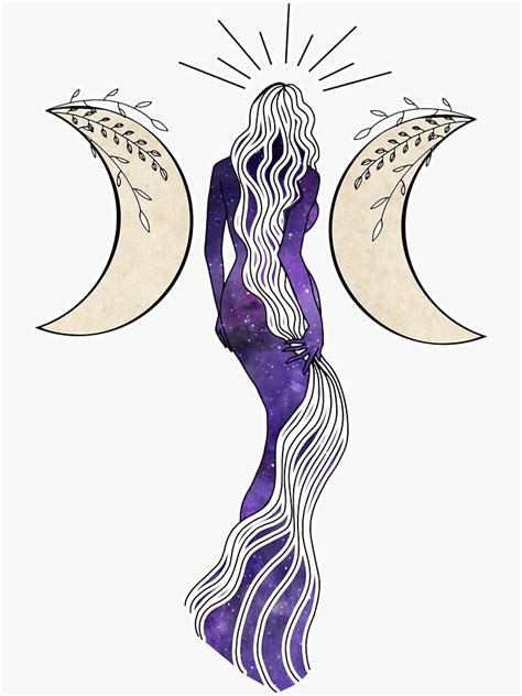 Triple Moon Goddess A Spiritual Illustration Sticker For Sale By Annaleebeer Redbubble