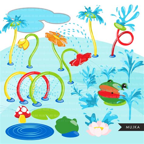 Splash Pad Park Clipart Bundle Build Your Own Park With Kids Etsy