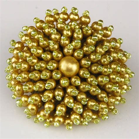 Beaded Brooch With Pin On Back Bh6031green