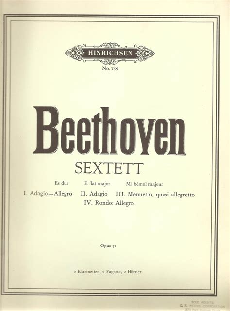 Beethoven Sextet For 2 Clarinets 2 Horns 2 Bassoons In E Flat Major