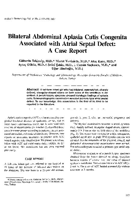 Pdf Bilateral Abdominal Aplasia Cutis Congenita Associated With