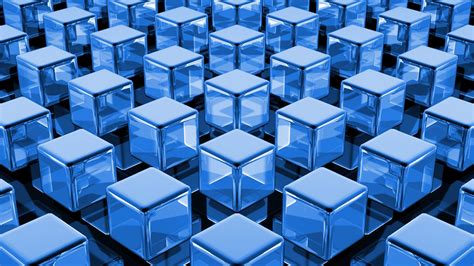 Wallpaper Abstract Symmetry Blue Cube Pattern Square Structure