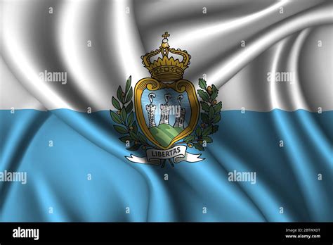 San Marino National Flag Of Silk Vector Fabric Texture Stock Vector