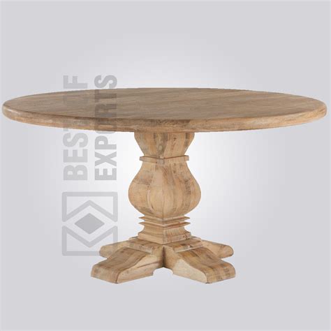 Solid Wood Rustic Round Dining Table - Best of Exports