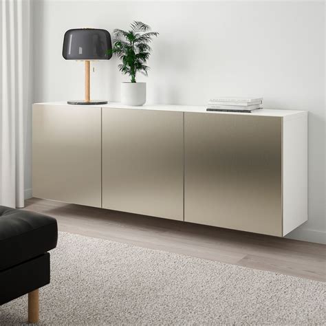 BESTÅ Wall-mounted cabinet combination - white, Riksviken light bronze ...