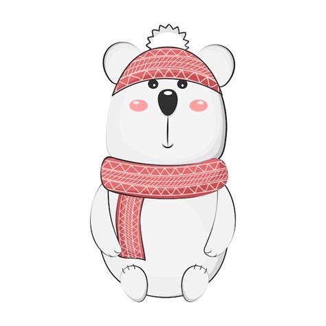 Premium Vector Cute Cartoon Polar Bear For Christmas Vector