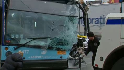 21 Civilians 5 Firefighters Hurt When Firetruck Mta Bus Collide In