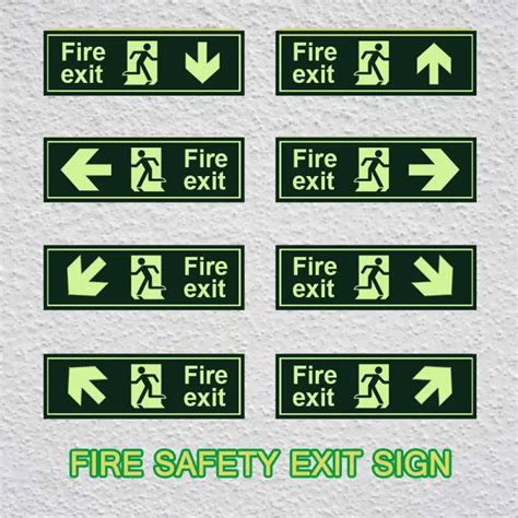 2021 Photoluminescence Fire Exit Sign Abs All Direction Arrows Waterproof Multifunctional Home