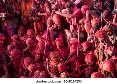 Lathmar Holi Barsana Nandgaon Vrindavan Stock Photo