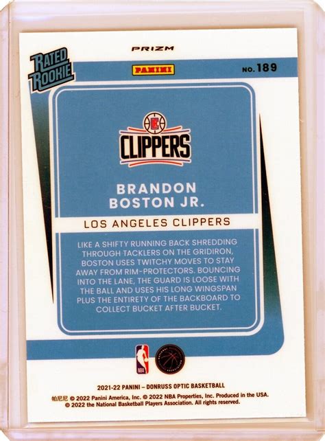 2021 22 Panini Donruss Optic Brandon Boston Jr Blue Velocity RC 189