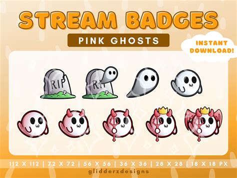 Pink Ghost Twitch Badges Cute Halloween Sub Badges Ghost Etsy