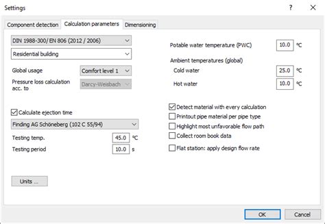 Details On The Calculation Parameters Tab In The Settings For Potable