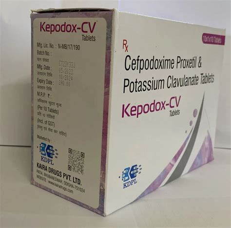 Kepodox Cv Cefpodoxime Proxetil Potassium Clavulanate Tablet 325 Mg At Rs 3900 Box In Berhampur