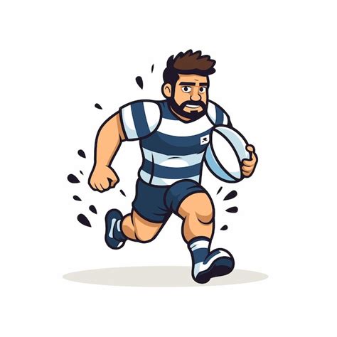 Jugador de rugby corriendo con la pelota Ilustración vectorial al