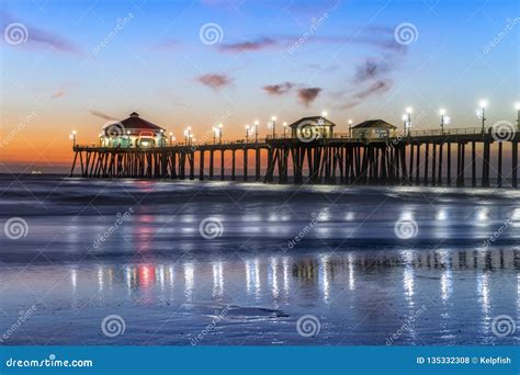 Huntington Beach Pier At Sunset Stock Photo Image Of Shore