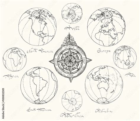 Maps atlas continents. Stock Vector | Adobe Stock