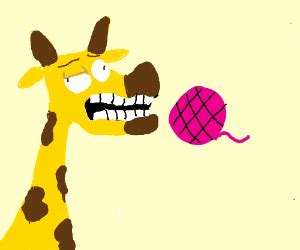 ugly giraffe eats ball of yarn - Drawception