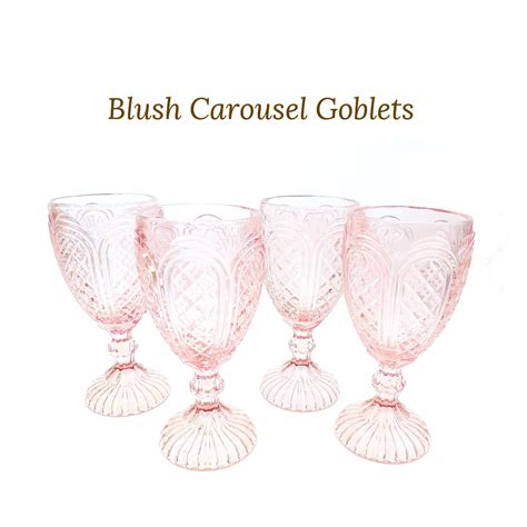 Mismatched Vintage Pink Water Goblets For Rent From Delicate Dishes — Delicate Dishes Llc