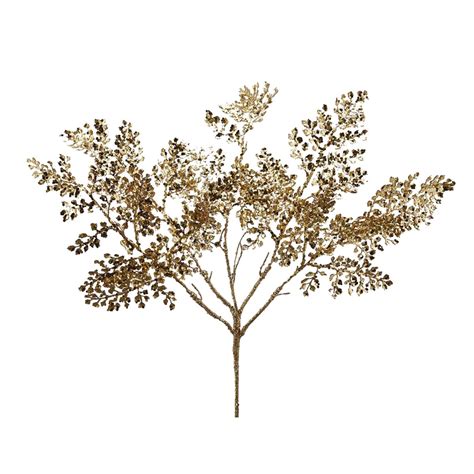 Felce Con Foglie Glitterate Oro Decorazione Natalizia Per Albero Di