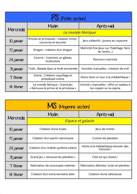 Programme Des Mercredis Au Centre De Loisirs De Janvier F Vrier