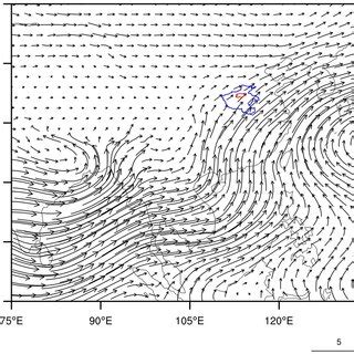 Climatological IVT (vector, units: 10² kg m⁻¹ s⁻¹) in July during the ...