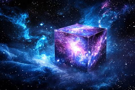 D Cube With A Cosmic Nebula Texture Premium Ai Generated Image