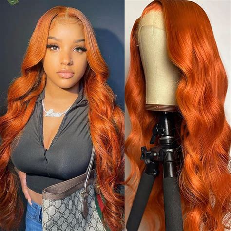 Amazon 13X4 Body Wave Ginger Orange Lace Front Wigs Human Hair