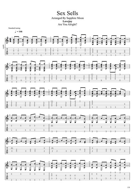 Lovejoy Sex Sells [fingerstyle Guitar] By Sapphire Moon Tab 1staff Sheet