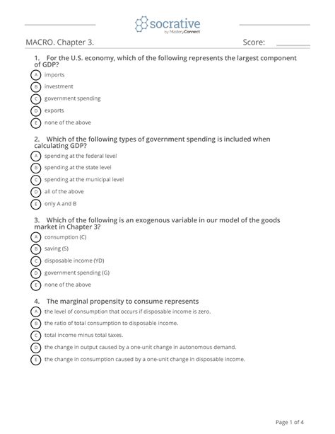 Quiz Macrochapter 3 Apuntes Macro Chapter 3 Score 1ÄÄÄÄfor The